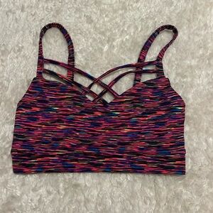 Neon striped sports bra, no pads. Size:Small